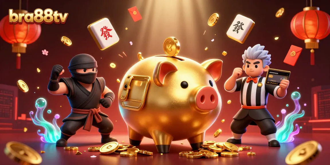 Experience thrilling gameplay at bra88tv with a dynamic casino scene featuring golden coins and vibrant characters.