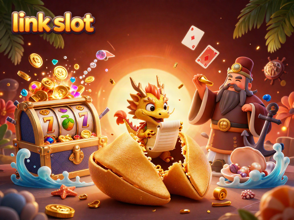 Experience the excitement of link slot with this dynamic 3D casino illustration featuring engaging characters and rich visuals.