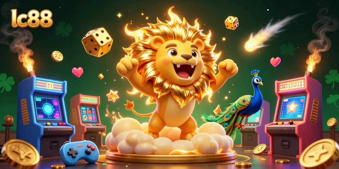 Experience thrilling excitement at lc88 with a vibrant casino-themed scene featuring joyful characters and gaming elements.