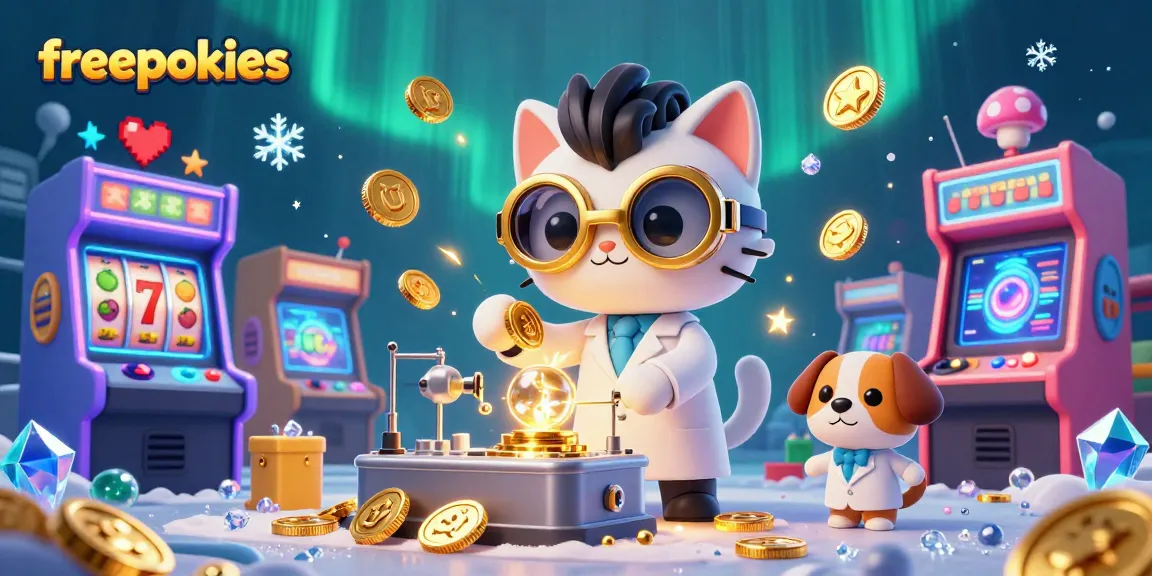 Experience excitement with freepokies showcased in a vibrant 3D casino scene.