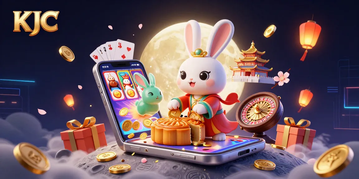 KJC empowers players with exciting slot gaming experiences through this moonlit illustration featuring engaging characters and dynamic casino elements.