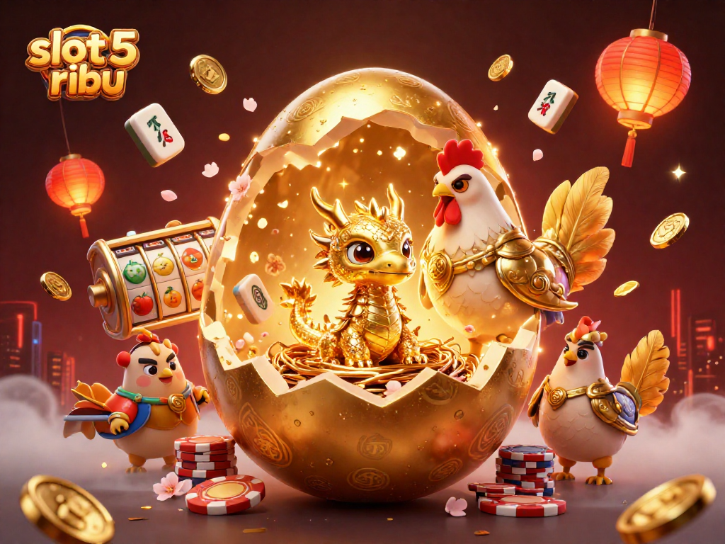 Engage in thrilling slot gaming with the vibrant scene depicting slot 5 ribu featuring mythical creatures and colorful elements.