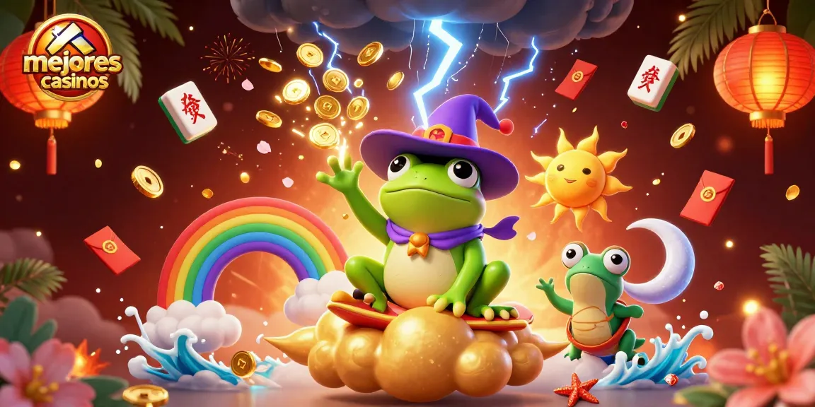 Mejores casinos: ilustre escena de juego con personajes y elementos de fortuna dorada.