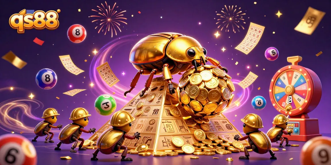 Engage with qs88 in a vibrant casino world featuring golden beetles and energized game elements.