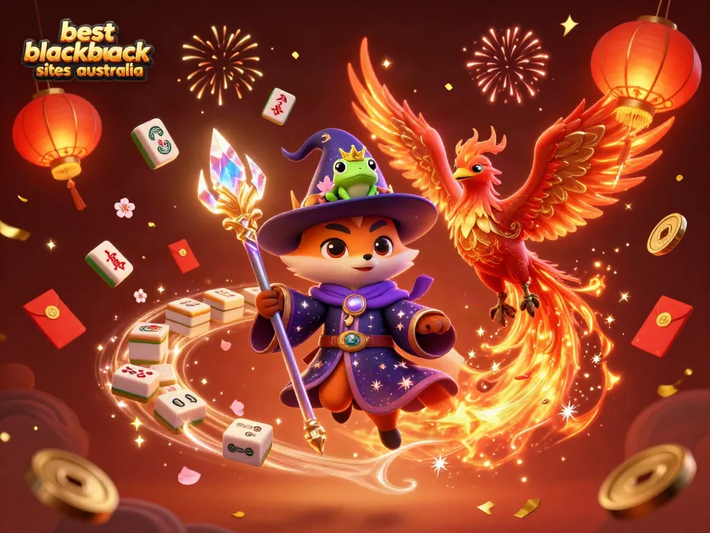 Experience the best blackjack sites Australia with thrilling 3D magical casino action in this vibrant illustration.