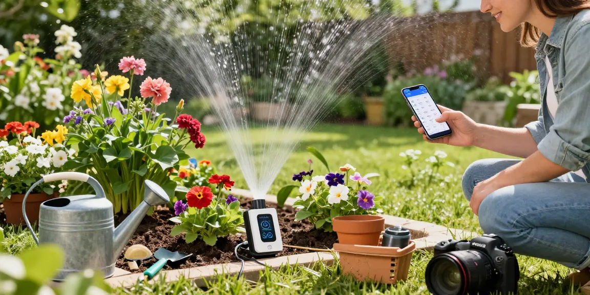 Setting up the rainpoint smart sprinkler controller in a vibrant garden for efficient watering.