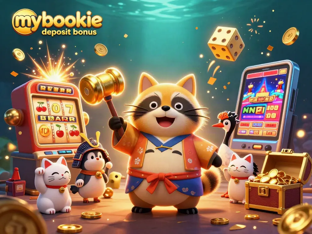 Enhance your play with the MyBookie deposit bonus featuring vibrant characters and slots action.