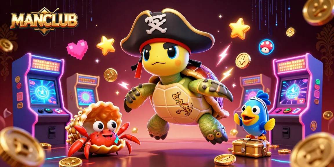 Engage with thrilling gameplay at MANCLUB, featuring colorful characters and casino elements.