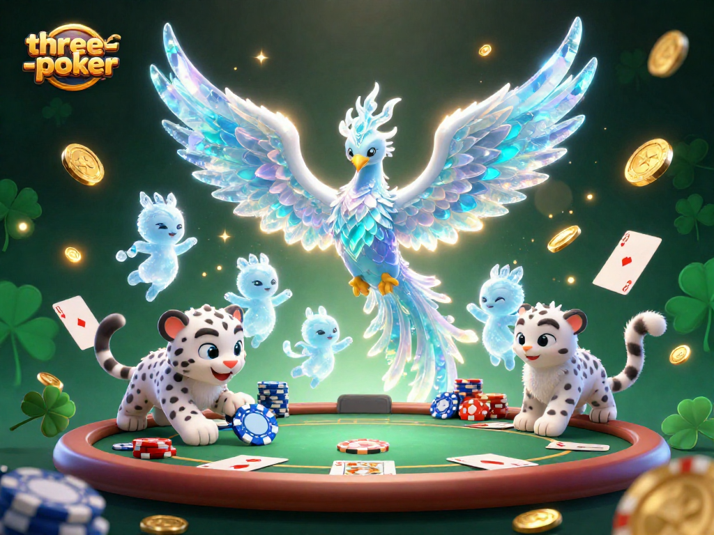Experience three-card-poker excitement with cartoon characters and dynamic poker elements.