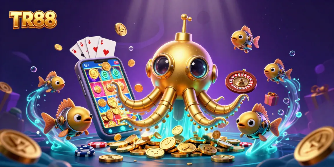 Spin the reels on the vibrant TR88 slot experience with golden kraken submarine action