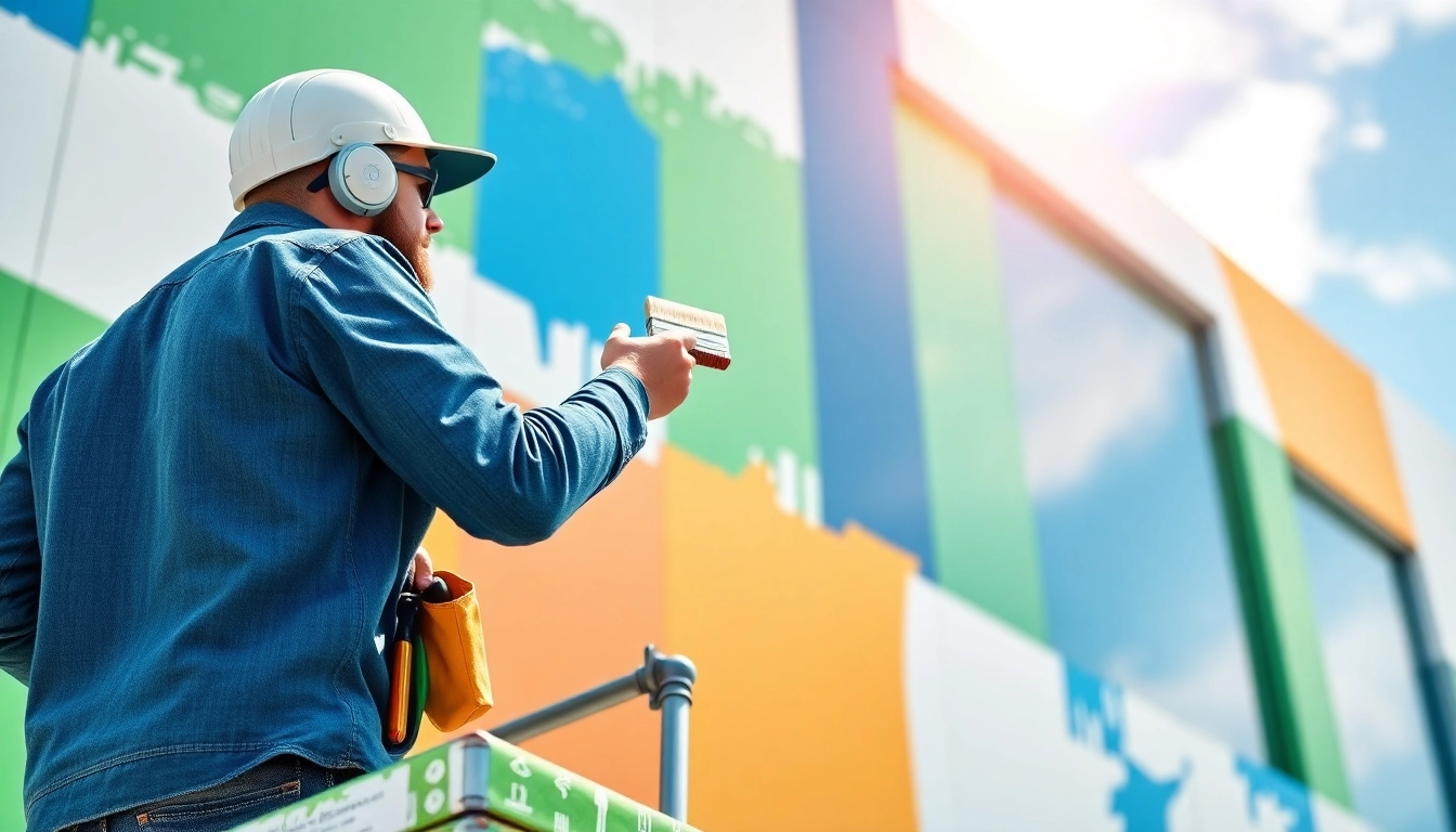 Painter delivering high-quality commercial paint services on a building's exterior.