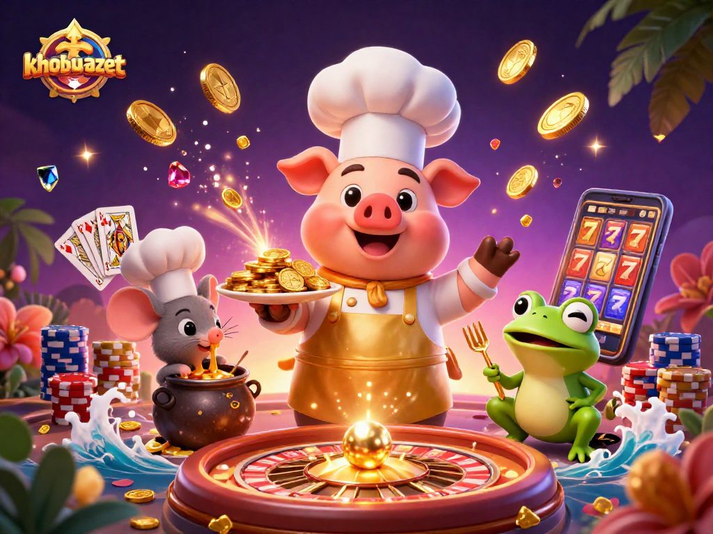 Experience the thrilling action of khobau-aztec with gold coins and vibrant casino elements.