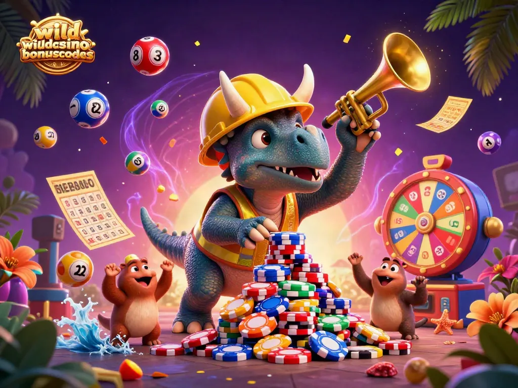 Boost your winnings using wildcasinobonuscodes in this vibrant casino-themed illustration.