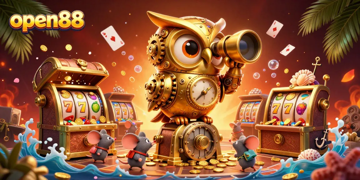 Experience the excitement of open88 with engaging animations and vibrant casino elements in this 3D scene.