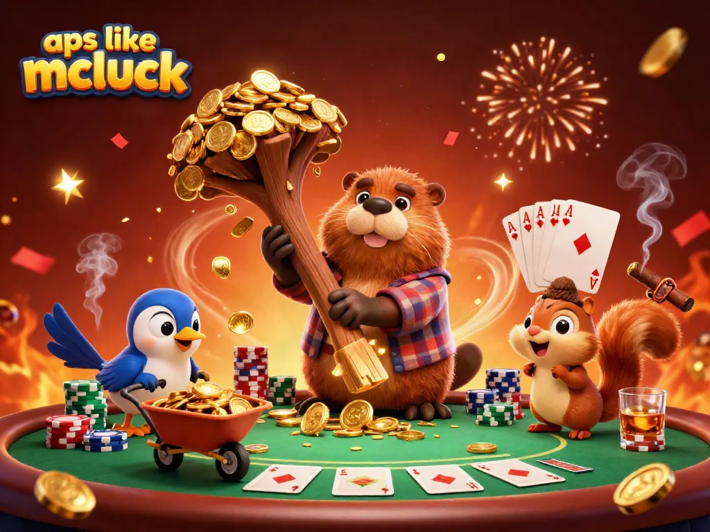 Play exciting games at apps like mcluck, featuring fun cartoon gambling elements and golden treasures.
