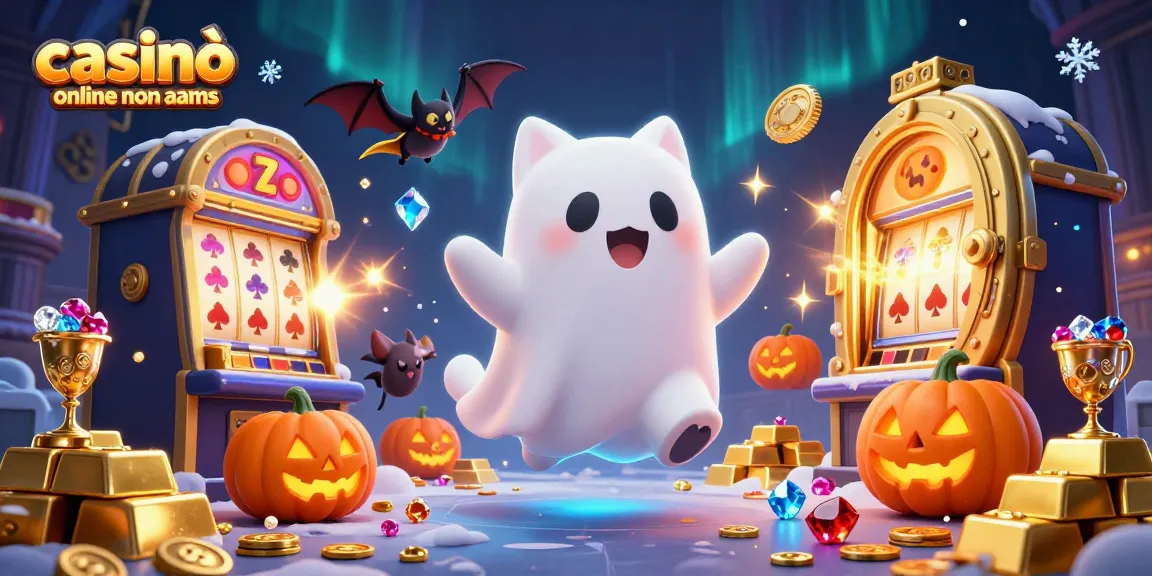 Scopri i migliori casinò online non aams con questa vivace illustrazione 3D di un gatto fantasma.