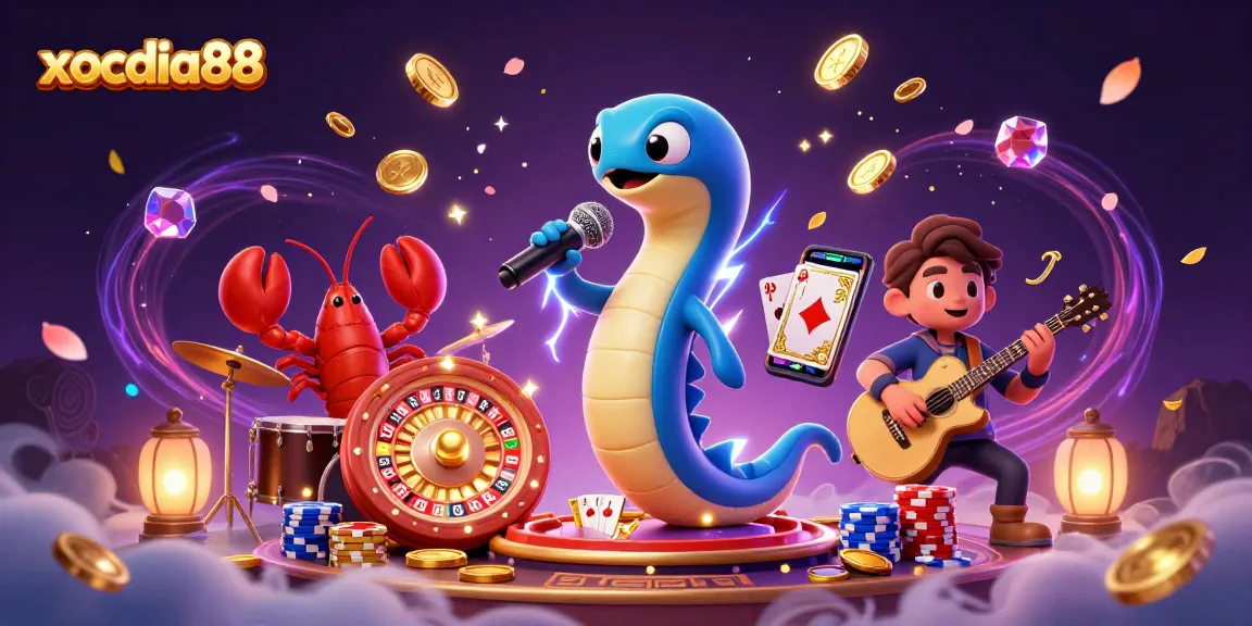 Xocdia88's exciting underwater casino scene featuring a DJ electric eel and dynamic game elements.