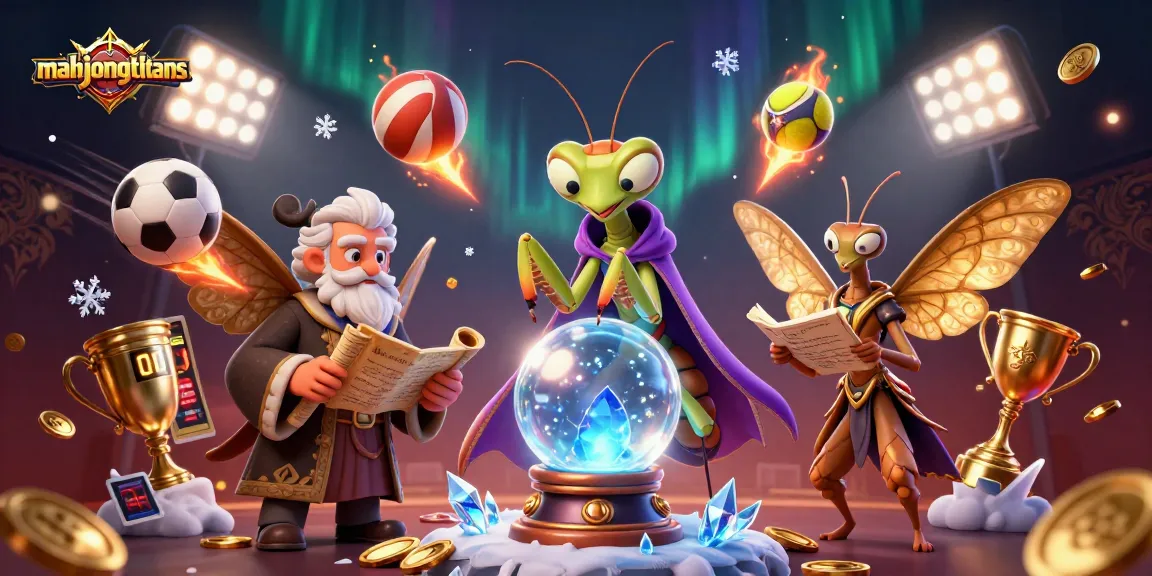Engage with mahjongtitans in a vibrant 3D scene showcasing dynamic sports elements and mystical characters.