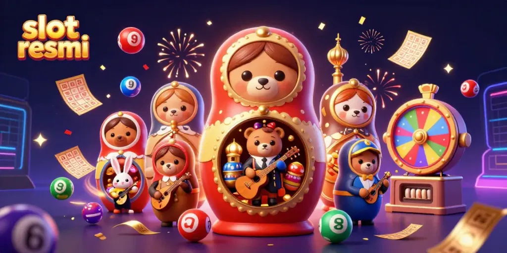Engage in thrilling fun at slot resmi with colorful visuals, casino elements, and exciting characters.