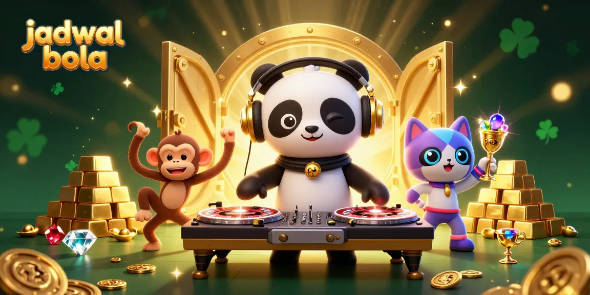 Enhance your jadwal bola experience with vibrant 3D illustration of a DJ panda and playful characters.