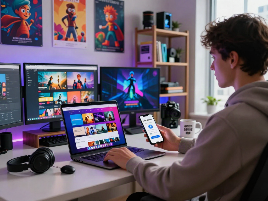 Pikashow APK download page displayed on mobile, vibrant digital entertainment workspace.