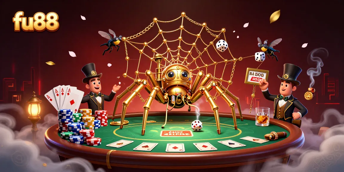 fu88 players enjoy the excitement of poker with 3D steampunk characters in an elaborate casino scene