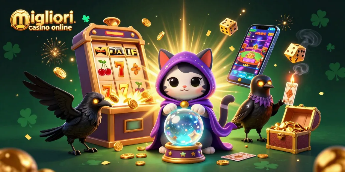 Scopri i migliori casino online attraverso una magica illustrazione ricca di simboli e premi.