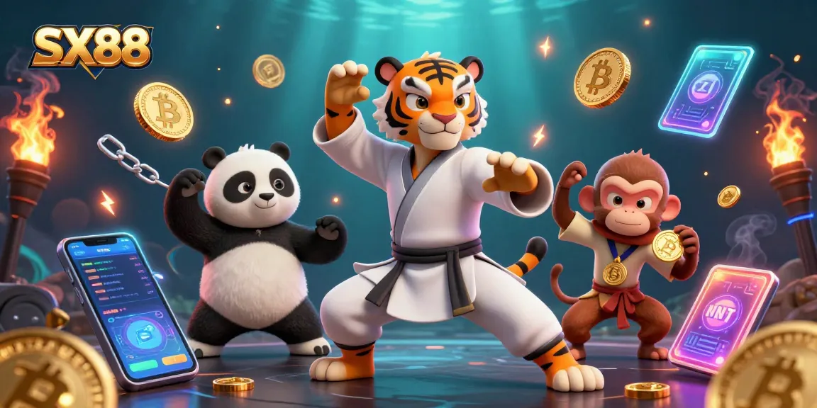 SX88 showcases an exciting 3D scene with a kung fu tiger and panda, celebrating gaming, wealth, and fun.