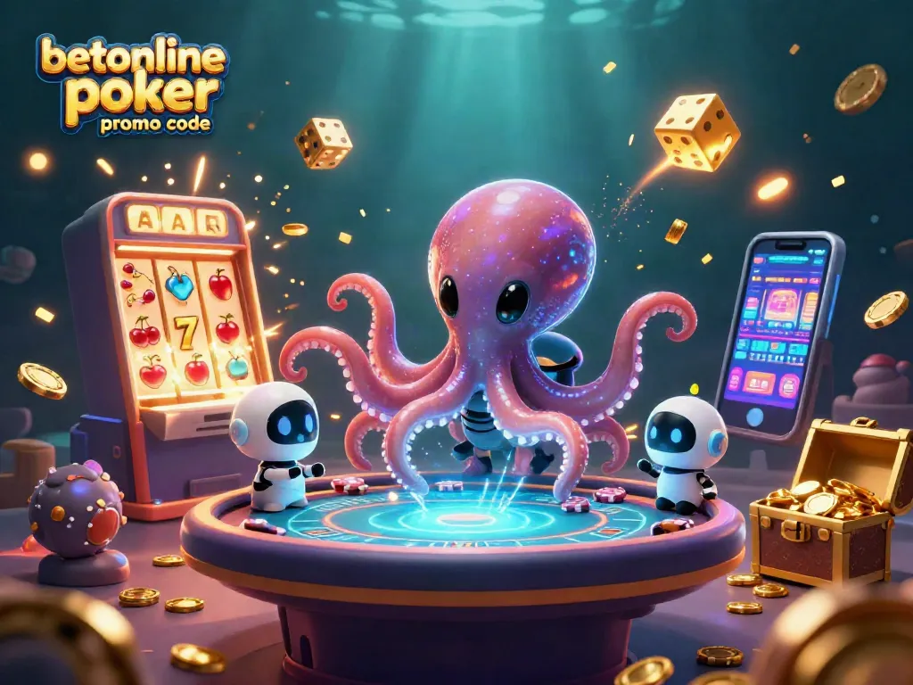 Experience the excitement of the betonline poker promo code with a vivid 3D alien poker scene.