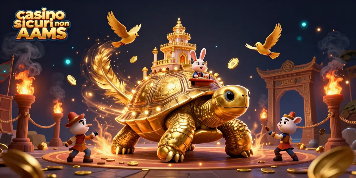 Gioca ai casino sicuri non AAMS con un'emozionante scena di casinò e divertenti personaggi in un'illustrazione vivace.