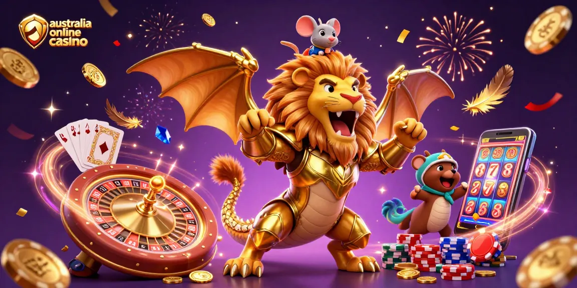 Play at australia online casino with golden chimera creature and exciting game elements