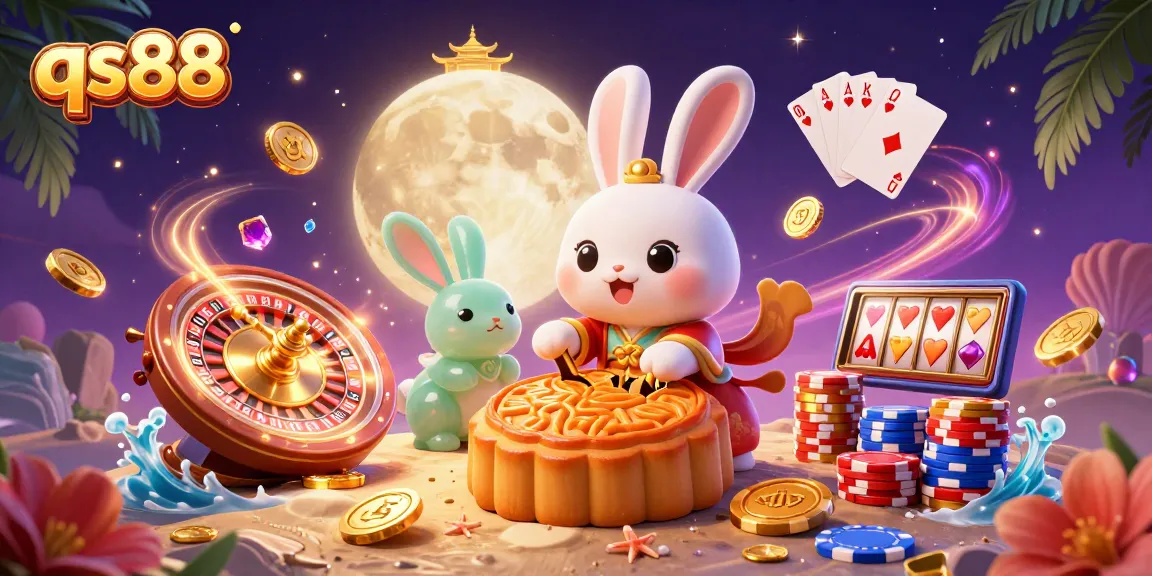 Experience the thrill of qs88 with the dynamic moon rabbit pounding golden mooncakes and revealing poker chips.