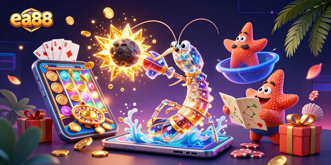 Experience big wins at ea88 with vibrant slot games and thrilling gameplay illustrated in a colorful, dynamic scene.