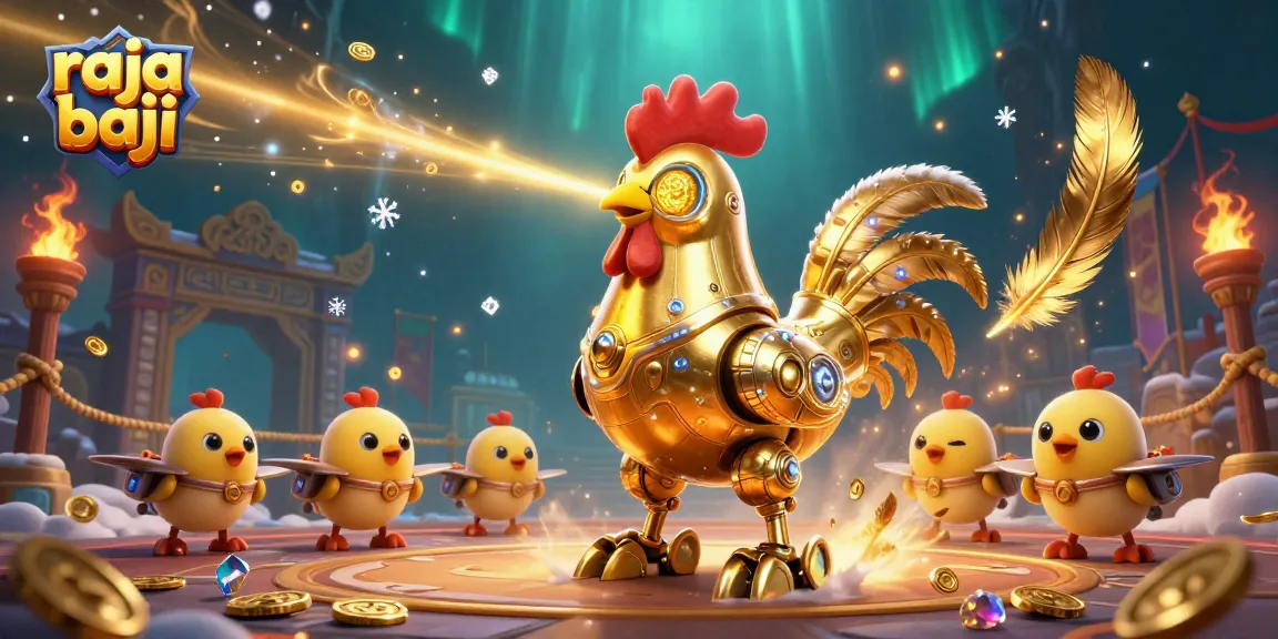 rooster robot engraving patterns in a vibrant gambling scene at raja baji casino