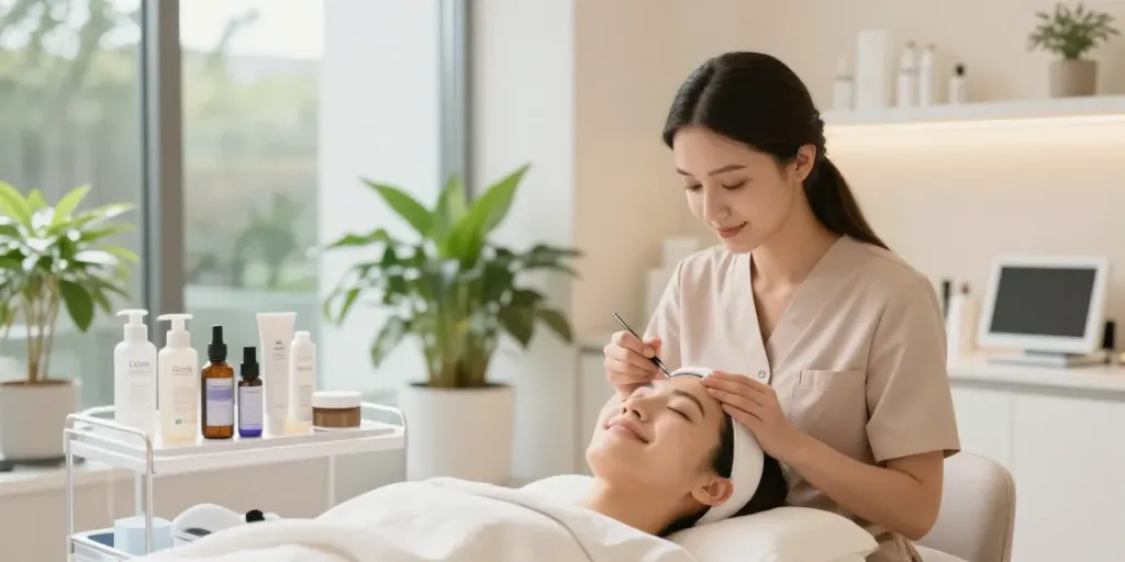CCeye® Behandlung zur Augenringe Entfernung in einem modernen Wellness-Studio.