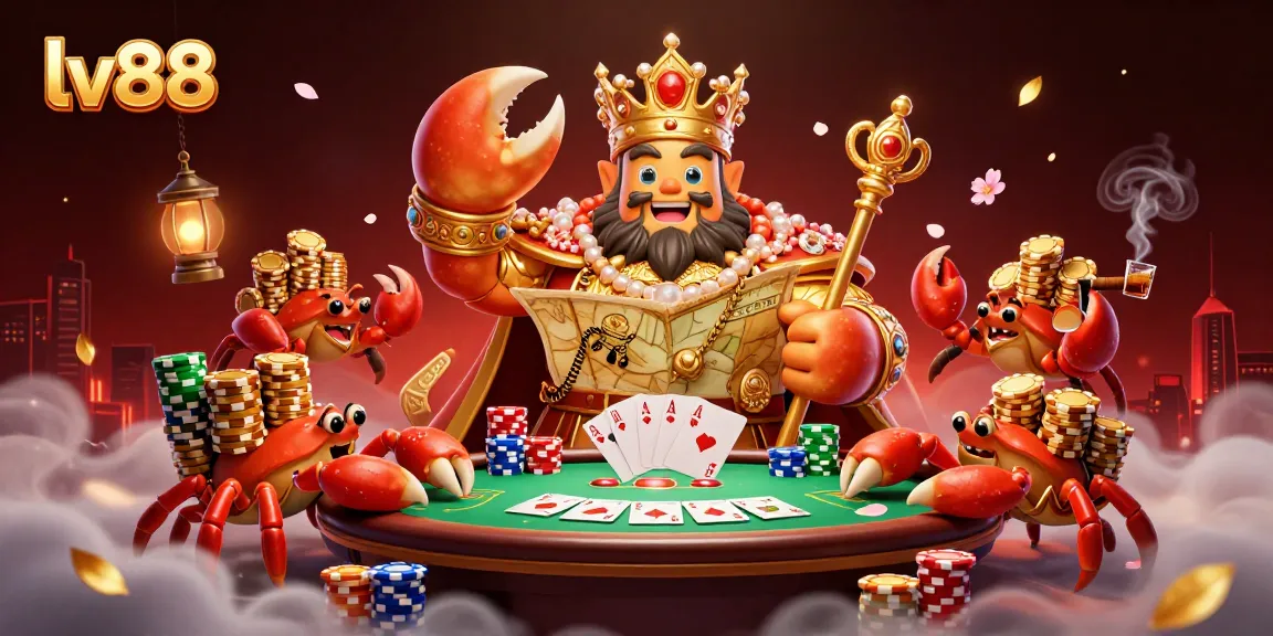 Engage in thrilling gameplay at lv88 with our vibrant casino scene featuring a majestic crab emperor.