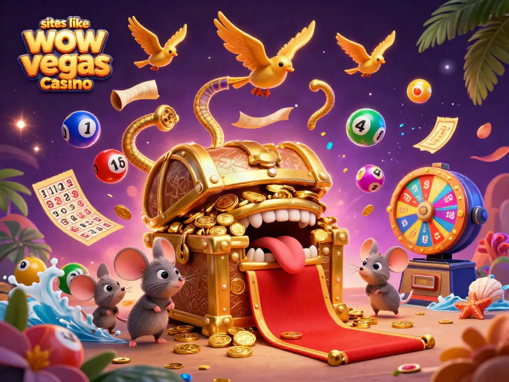 Spin and win at sites like wow vegas casino with colorful lottery balls and treasure features.