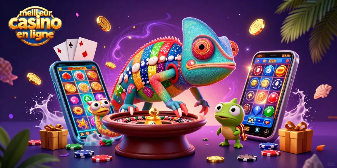 Empruntez le meilleur casino en ligne avec cette illustration colorée de jeux d'argent captivants.
