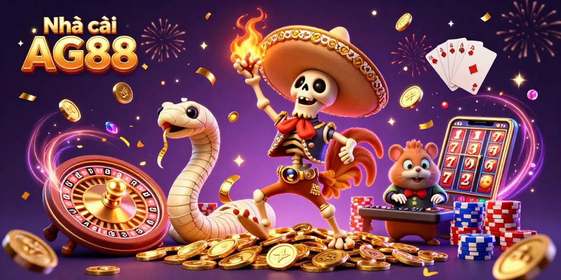 Experience the thrill of Nhà cái AG88 with vibrant casino characters celebrating a big win!